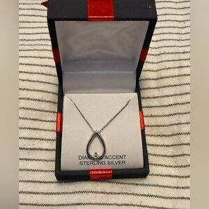 Pear Shaped Diamond Accent Sterling Solver Necklace